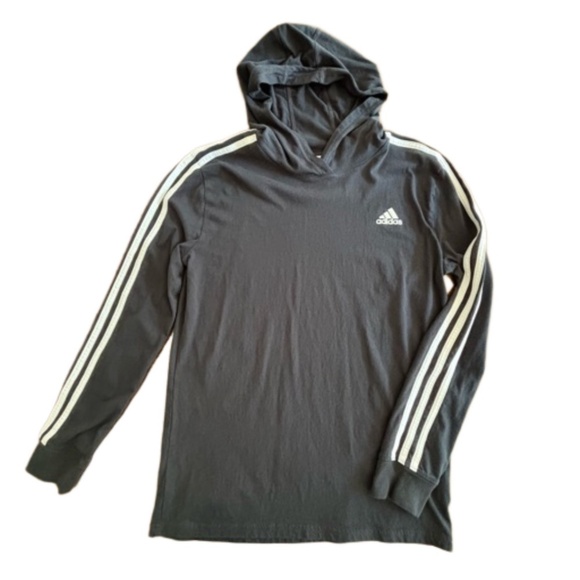 Adidas three stripes black pullover hoodie 100% Cotton size large - Picture 3 of 10